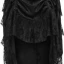 Daisy corsets Women's Black Lace Adjustable High Low Bustle Skirt (32-36 Long)