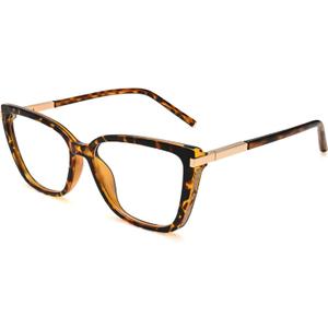 Dollger Cat Eye Blue Light Glasses for Woman Trendy Anti Bluelight Blocking Cute TR90 Frame for Computer Screen Eyeglasses (C2:leopard Frame)