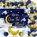 Over The Moon Baby Shower Decorations Navy Blue Gold Balloon Garland Arch Kit - We Are Over The Moon Backdrop Balloons for Outer Space Pregnancy Celebration 1st Bday Party Supplies