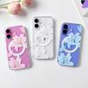NITITOP Compatible with iPhone 16 Plus Case Clear Magnetic Compatible with MagSafe Cute Lily Flowers Floral for Women Girls Hard PC Back Shockproof Protective Phone Cover - Blue