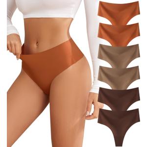 Thongs for Womens High Waisted Seamless for Women Underwear Sexy Breathable Panties 6 Pack