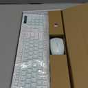 Wireless Keyboard and Mouse Combo, Full-Sized Wireless Keyboard and Adjustable DPI Mouse, 2.4GHz USB Receiver, Keyboard and Mouse for PC, Windows, Desktop, Laptop (Mint Green and White)