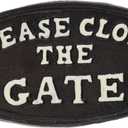 Abbott Collection Cast Iron Oval Please Close The Gate Plaque Black, 7 inches, L
