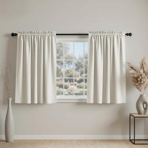 Mrs.Naturall 18x36 Inch Length Biege Curtains for Small Windows Set of 2 Panels Tier Blackout