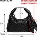 Handbag Crossbody Tote Bag for Women Small Hand Bag weave Vegan Leather Purse Clutch Women's Leather Medium Hobo Bag (Black)