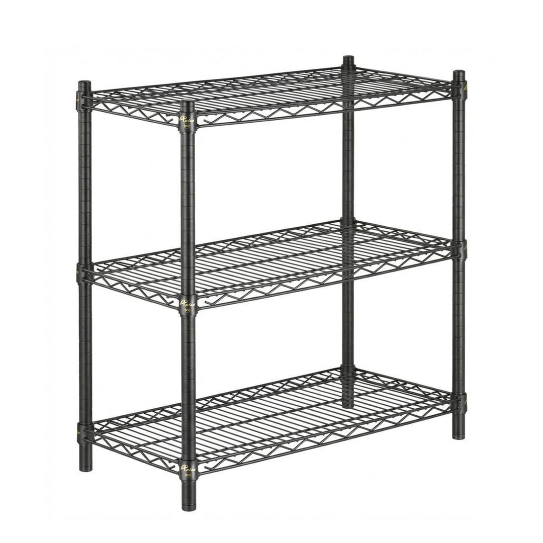 APLSS 14" D x 48" W x 34" H Black Heavy Duty Wire Shelving with 3 Tier Shelves, NSF Certified, Height Adjustable, Wet&Dry Environments, for Kitchen Garage Walk-in Cooler, 800lbs Per Shelf