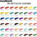 AnyMark Metallic Acrylic Paint, 48 Colors with 12 Brushes, 2 fl oz/60ml Bottles, Glitter Acrylic Paint Set for Kids Adults Canvas, Rock, Wood