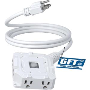 DEWENWILS 6FT Outdoor Extension Cord for Christmas, 6-Outlet with On/Off Switch & Waterproof Silicone Cover, 14/3 Gauge SJTW, White Power Cord, 15A/125V/1875W, ETL Listed