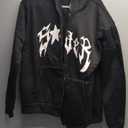 Asadovce Women Men Zip Up Y2k Oversized Hoodie Spider Graphic Full Zipper Sweatshirt Teen Girls Grunge Streetwear Jacket, Black, M