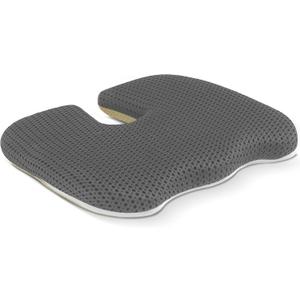 Gooo&Ma Air Fiber Seat Cushion for Office Chair, Breathable U-Shape Tailbone Relief Cushion for Desk Chair, Washable Ergonomic Chair Pad for Driving & Gaming, Cooling Mesh Back Support(Grey), 13.8*17.7