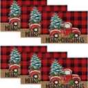 Artoid Mode Red and Black Buffalo Plaid Truck Merry Christmas Placemats Set of 6, 12x18 Inch Xmas Tree Winter Table Mats for Party Kitchen Dining Decoration