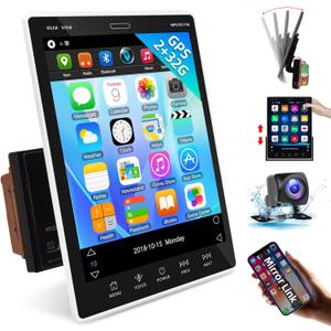 Double Din Car Stereo Touch Screen with Bluetooth, Rimoody 9.5'' Car Radio with GPS Navigation WiFi FM iOS/Android Mirror Link USB Vertical Split Screen + Backup Camera