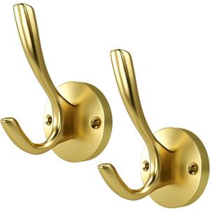 ZUONAI Towel Hooks for Bathrooms Silver Wall Hooks 2 Pack Brushed Nickel Coat Hooks Heavy Duty Towel Wall Hooks for Coats Robes Hats Bath Entryway Cubicle Kitchen Screw in Brushed Nickel Towel Hooks