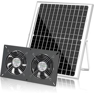 Fanspex Solar 2 Fan Kit, Waterproofed Solar Powered Fans for Outdoor Chicken Coop, Greenhouse & Shed Intake or Exhaust Air