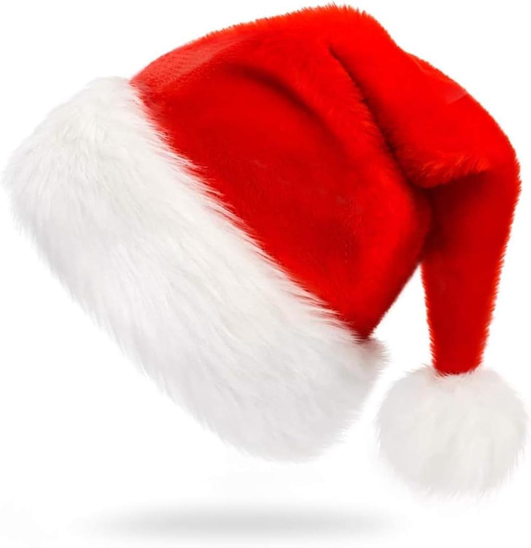 CCINEE Kids Santa Hat,Christmas Santa Velvet Plush Red Hat for Holiday Home Decoration Xmas Party Supplies, 1 Pack