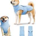 Dog Anxiety Calming Vest Adjustable Turtleneck Thunder Shirt Jacket for Fireworks, Separation, Vet Visits, Pet Hoodie for Large Medium Dogs (Sky Blue)