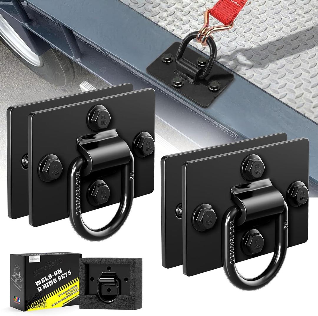 AUTOBOTS 1/2" D Rings for Trailers Heavy Duty Trailer Tie Down Anchor, Max 12,000 Lbs,Includes Mounting Hardware, Forged Steel Bolt-on D Ring 2 Pack Black
