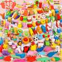 140 Pack Animal Erasers for Kids 3D Puzzle Mini Pencil Eraser Bulk Desk Pets Treasure Box Toy for Classroom School Prize Kids Party Favors Back to School Supplies Random