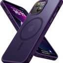 Magnetic for iPhone 13/14 Case, Military Grade Drop Protection, Compatible with MagSafe, Shockproof Anti-Fingerprint Translucent Phone Protective Cover for iPhone 13/14 (6.1"), Deep Purple