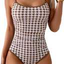 Eomenie Women's One Piece Swimsuit Tummy Control Slimming Bathing Suit Color Block Spaghetti Strap 1 Piece Swim Suit Swimwear Size XL