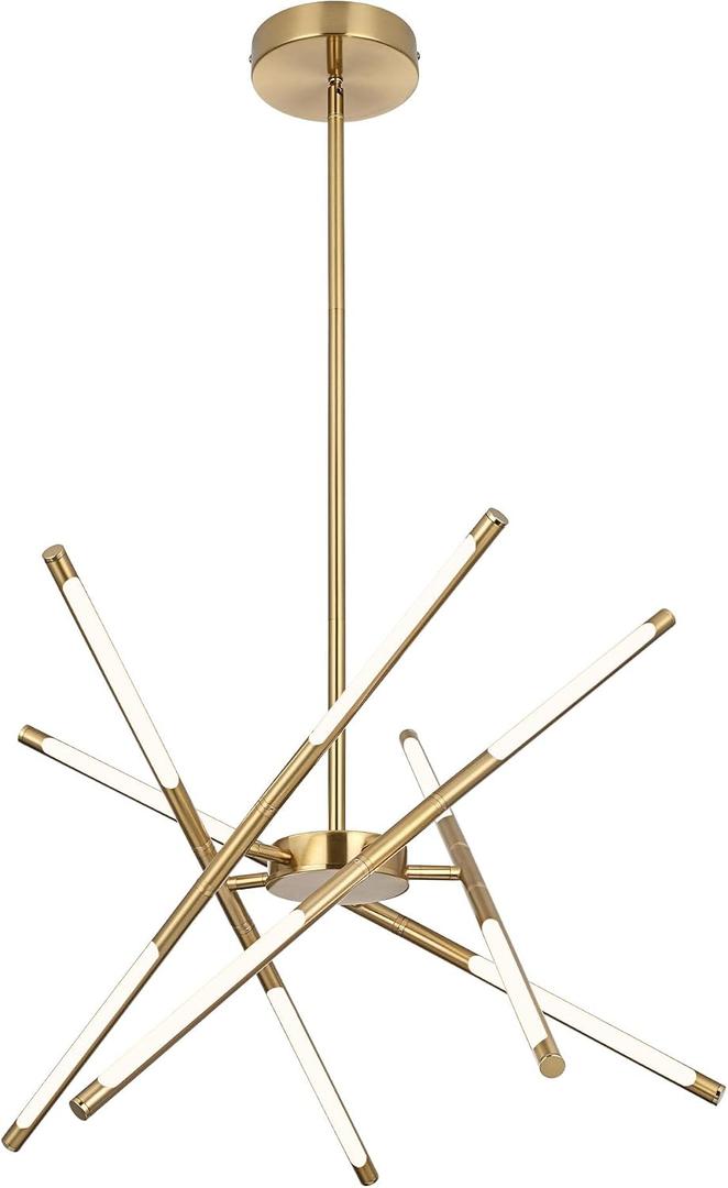 BONLICHT Modern Sputnik Chandelier Lighting Brushed Brass 10 Light Mid Century 48W 5CCT LED Pendant Light Gold Industrial Farmhouse Ceiling Light Fixture Dining Room House Entryway Kitchen Living Room