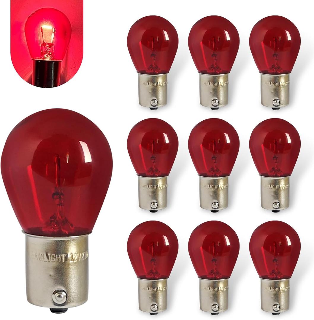10 PCS 1156 Turn Signal Bulb, 12V 21W BA15S Turn Signal Lamp, High Brightness Long Life Miniature Bulb, for Cars Motorcycles (Red)