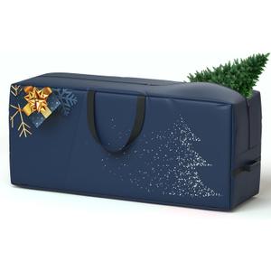 Christmas Tree Storage Bag - 7.5 ft Heavy Duty 600D Polyester Oxford with Wide Opening, Dual Zippers - Storage Container for Trees and Decorations (Blue)