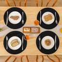 SHACOS Round Braided Placemats Set of 8 Washable Cotton Polyester Woven Round Table Mats for Dining Tables 15 inch (Black, 8)