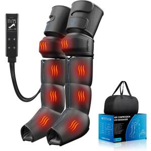 Leg Massager with Heat and Air Compression, Foot and Calf Massager for Circulation and Pain Relief, Sequential Compression Boots with 6 Modes, 9 Intensity, 3 Heat - Gifts for Mom, Dad, Woman