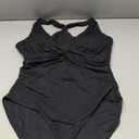Calvin Klein womens V-neckline Shirred Front Strappy Back Ring Detail One Piece (16, Black)