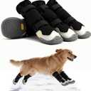 BECEMURU Dog Snow Boots for Winter,Double-Straps Anti-Fall Off Dog Booties Shoes, Non-Slip Paw Protectors for Outdoor Walking Hiking in Snowy or Rainy Day (Black, 3#) (3#(Width 2.0 inch) for 27-38 lbs)
