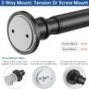 BRIOFOX Industrial Shower Curtain Rod - 2-in-1 Design Tension Curtain Rod - Rustproof Non-Slip 54 to 90 Inch Stainless Steel, Matte Black Window Curtain Rod