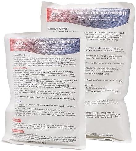 DMI Hot & Cold Reusable Gel Compress, Microwavable, Relieves Swelling and Pain, Increases Blood Flow, Warms Cold Hands & Feet, Ideal for Emergency First Aid, Pack of 2, One Small and One Large Pack