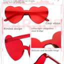 PARSUP 30 Pairs Heart Shaped Rimless Glasses Frameless Heart Sunglasses Transparent Transparent Red/Rose Red/Pink Color Glasses Tinted Eyewear Bachelorette Party Favors Photo Booth Props