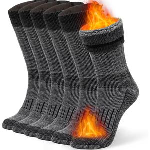 Alvada Warm Thermal Wool Socks for Winter Moisture Wicking and Breathable Cozy Boot Socks (Black, L)