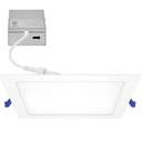 Maxxima 8 in. 5CCT Square Recessed LED Downlight, 1600 Lumens Slim Flat Panel Color Selectable 2700K/3000K/3500K/4000K/5000K, Dimmable, Canless IC Rated, White Trim, J-Box Included