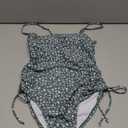 Floerns Women's Floral Print Monokini Swimwear Drawstring One Piece Swimsuit Dark Green XS