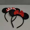 2 Pcs Red Mouse Ears Sequin Headbands,Shiny Bows Headbands, A Perfect Addition to Your Trip Essentials Accessories for Women Grils Princess Decoration Costume Cosplay