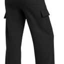 Trendy Queen Women's Cargo Sweatpants, Wide Leg Workwear Pants with Pockets & Elastic Waist, Casual Joggers for Travel XS