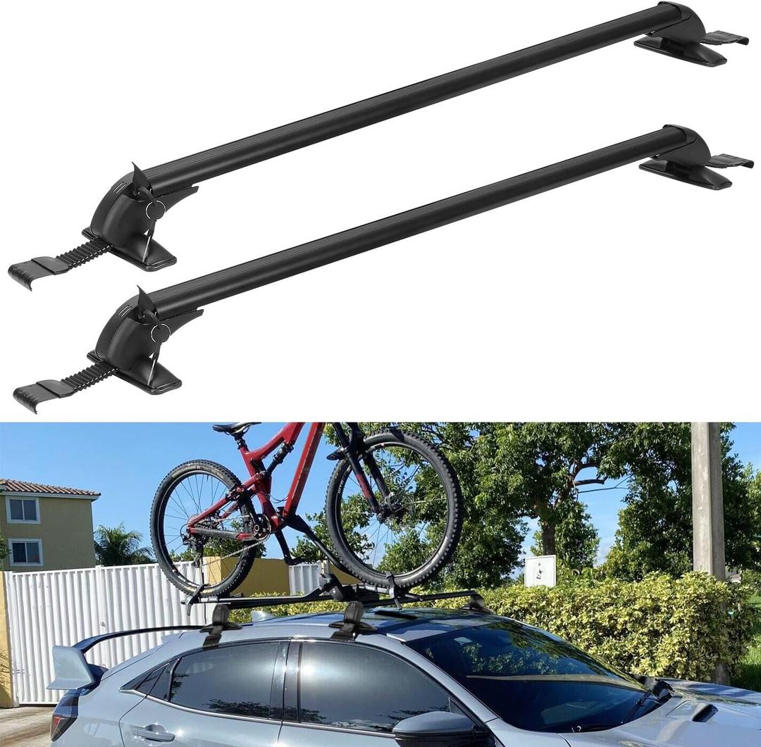 Adjustable Car Roof Rack Cross Bars with Anti-Theft Lock, Heavy-Duty Aluminum Roof Rail for Bike, Kayak, Cargo, Luggage  Fits Vehicles with Rain Gutter Spacing 42.91in-44.88in (2PCS)