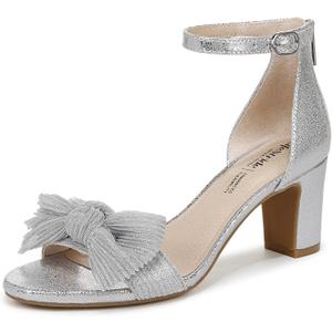 LifeStride Womens Florence Bow Heeled Sandal Silver 7.5 W