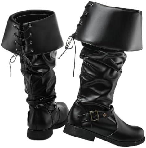 Yearntown Medieval Pirate Boots Men Renaissance Boots Halloween Viking Pirate Gothic Costume Shoes Footwear for Men 10