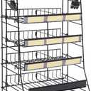 5-Tier Candy Display Rack for Concession Stand Display Movie Theater Candy Shelf, Metal Frame Candy Display Rack with Mesh with 8 Chip Clips and labels for Countertop Stores