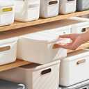 6 pack large plastic Laundry Basket/Hamper with lids and handle，White storage bins Baskets，Organizer Containers for Closet Dorm，Clothes Laundry Room Bedroom, Shelves，home (White, 6S)