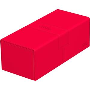 Ultimate Guard Twin Flip'n'Tray 266+, Deck Case for 266 Double-Sleeved TCG Cards + Dice Tray, Red, Independent Magnetic Closure & Microfiber Inner Lining