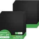 STICKGOO Black Drop Ceiling Tiles 2ft x 2ft, Waterproof PVC Ceiling Panels, Fire Resistant and Washable Smooth Ceilings Decor Coverings 24 x 24in - 12 Pack Cover 48 Sq. Ft