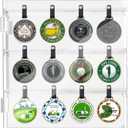 Acrylic Golf Bag Tag Collection Display Case, Clear Golf Bag Wall Mount, UV Protection Golf Ball Holder for Bag, Display Cases for Collectibles with Mirrored, Holds 40 Bag Tags Tabletop Display