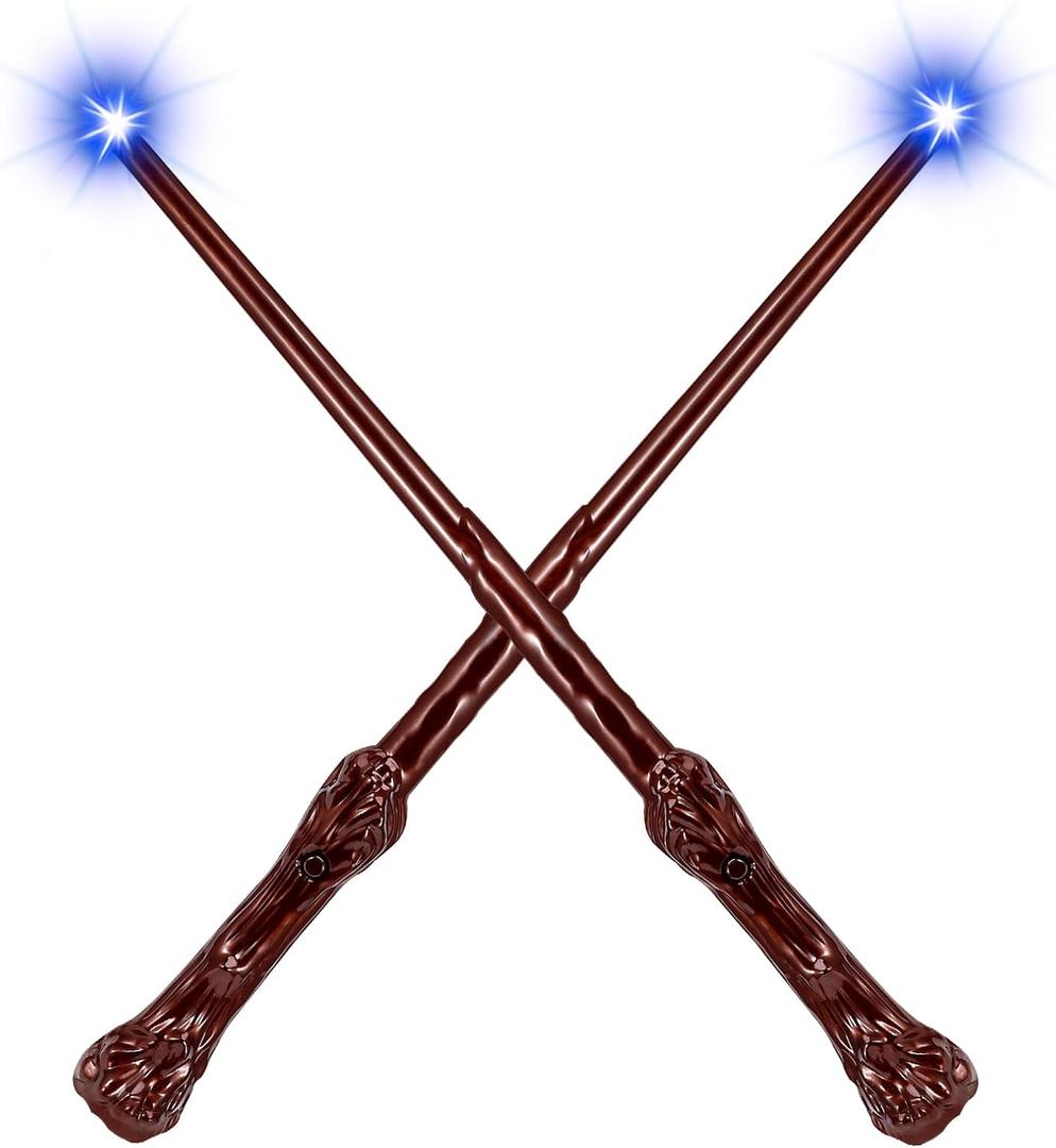 Light Up Wizard Magic Wands with Sound Illuminating Witch Wand Set for Kids Cosplay Birthday Party Favors, Root 2PCS