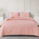Exclusivo Mezcla Quilt Set Full Queen Size, Lightweight Vintage Quilts with 2 Pillow Shams, Soft Queen Bedspreads Coverlets Bedding Set for All Seasons, (90"x96", Blush Pink)