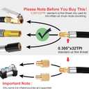 LUMITECO 31" Upgraded Lengthened Tire Inflator Hose Adapter &Converting Nuts, Lock On Air Chuck with Hose and Tire Schrader Valve Fine Thread, for tire pump's Twist On Convert to Lock On Connection